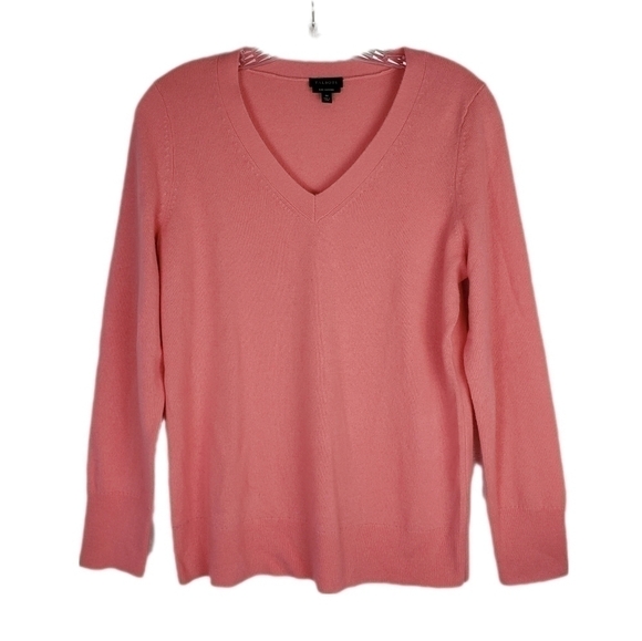 Talbots Pure Cashmere V-Neck Sweater Coral Size M - Picture 1 of 5